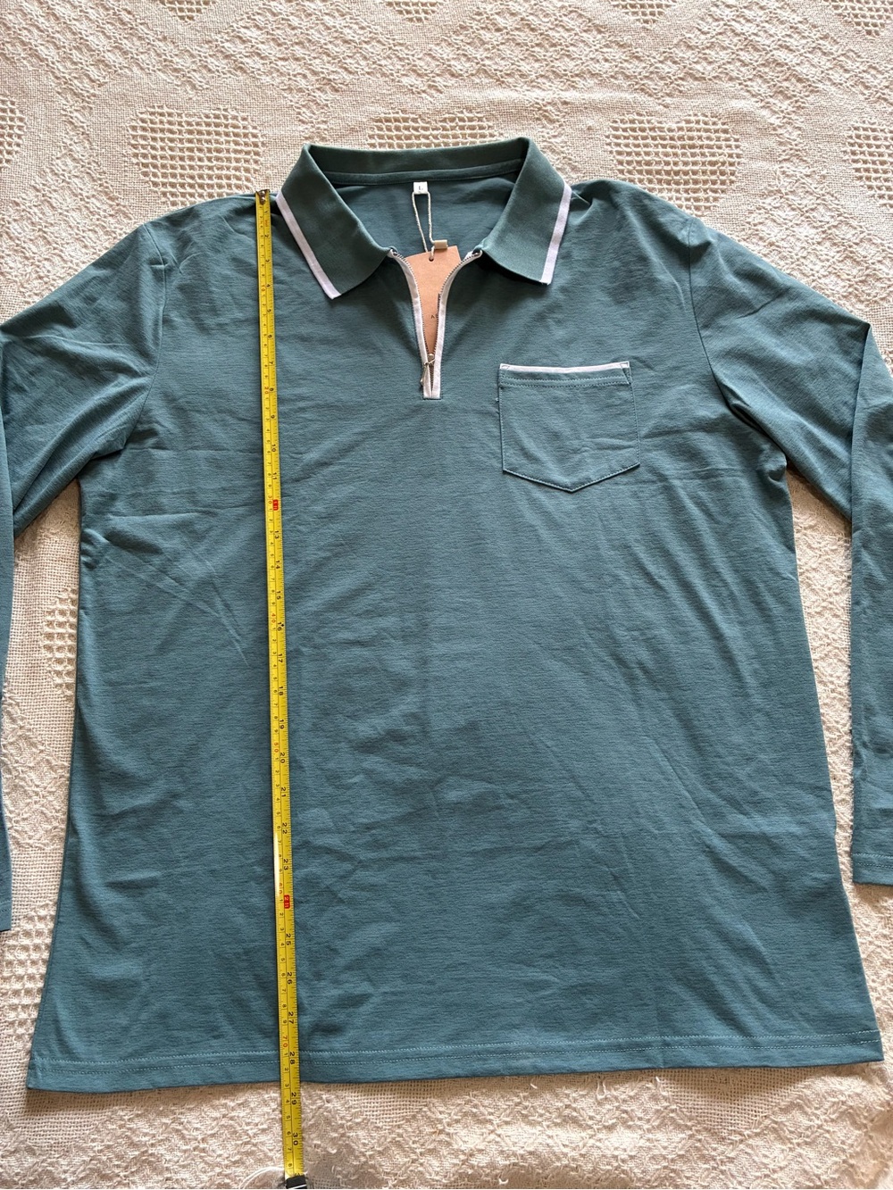 Askdeer Long Sleeve Quarter-Zip Polo Shirt Sage Green Men’s Sz L New w/ Tag! - Picture 4 of 10